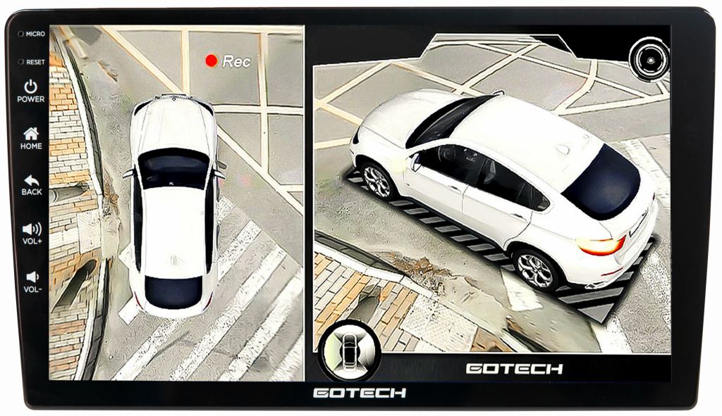 GOTECH GT360 mang đến góc nhìn bao quát 4 hướng xung quanh xe.